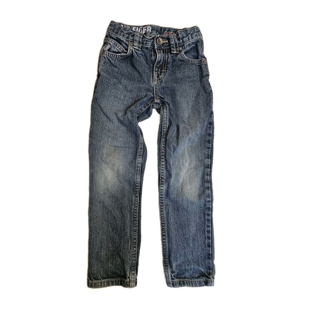 TOMMY HILFIGER Boys Jeans Adjustable Waist Rebel Skinny Medium Wash Size 5